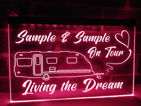 Image of Modern Shape Caravan on Tour Personalized Illuminated Sign
