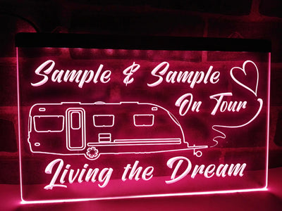Modern Shape Caravan on Tour Personalized Illuminated Sign