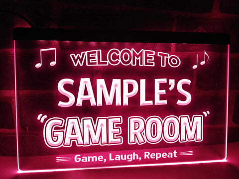 Image of Welcome To Game Room Personalized LED Neon Illuminated Sign