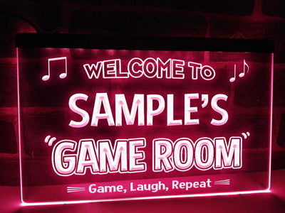 Welcome To Game Room Personalized LED Neon Illuminated Sign