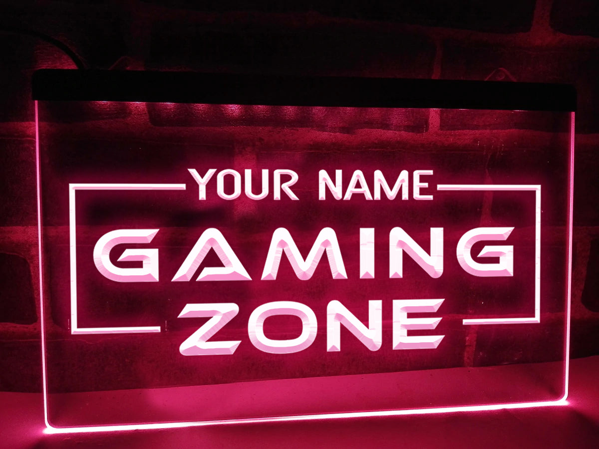 Personalized Gaming Zone LED neon sign in pink