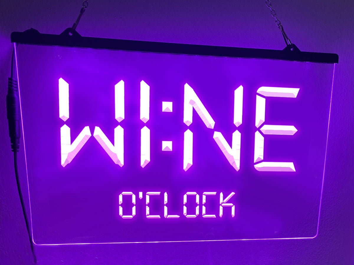 Wine O'clock LED neon sign in purple