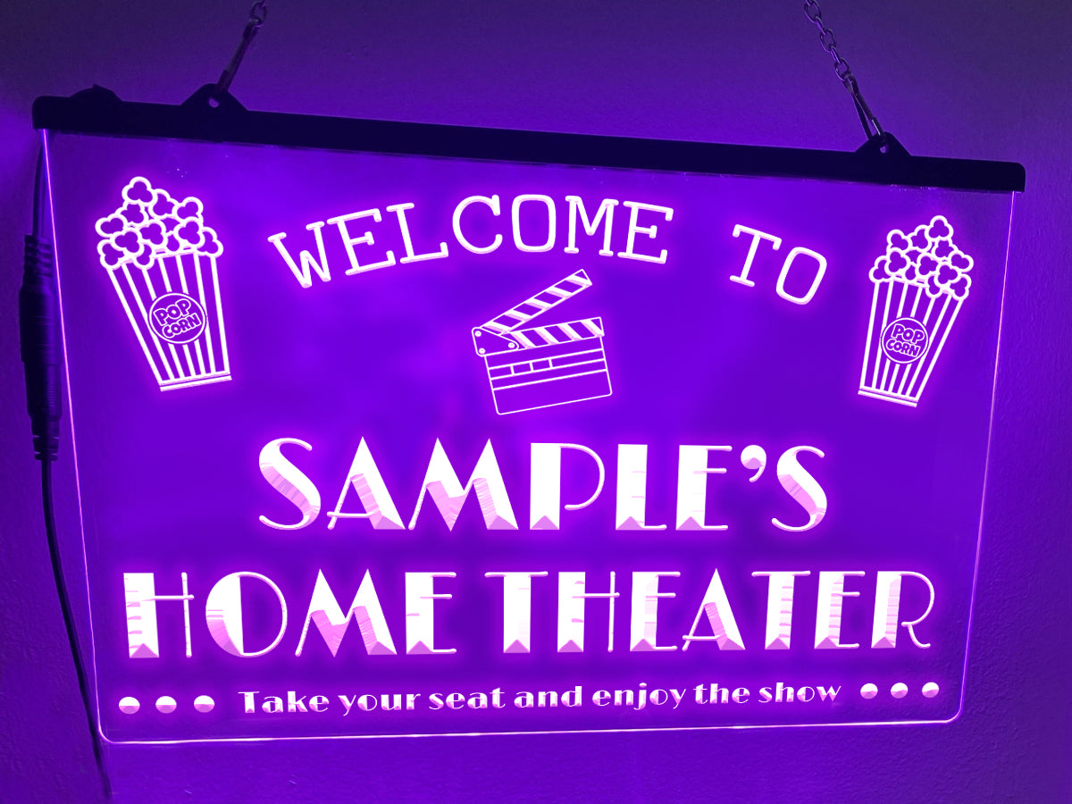 Personalized Home Theater LED neon sign in violet