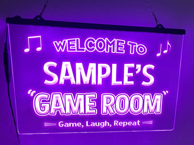 Welcome To Game Room Personalized LED Neon Illuminated Sign