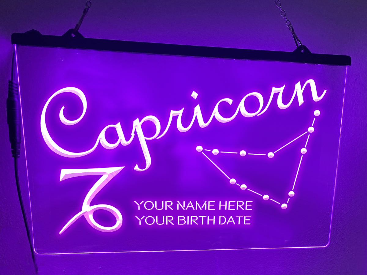 Capricorn Astrology Illuminated Sign in violet