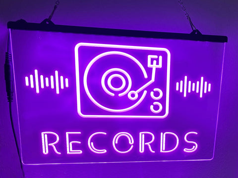 Image of Music Records Illuminated LED Neon Sign