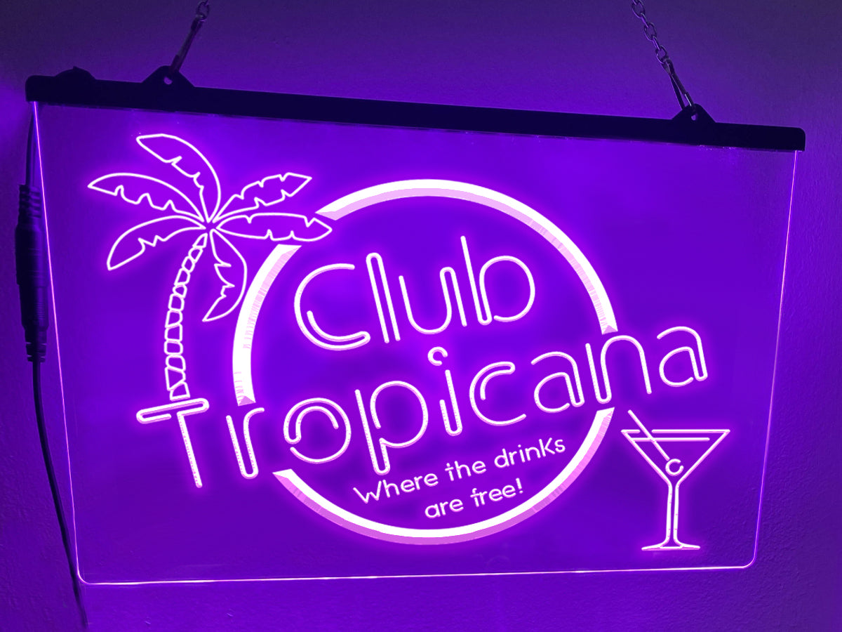 Club Tropicana LED neon sign in violet