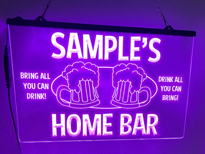 Home Bar Personalized Illuminated LED Neon Sign
