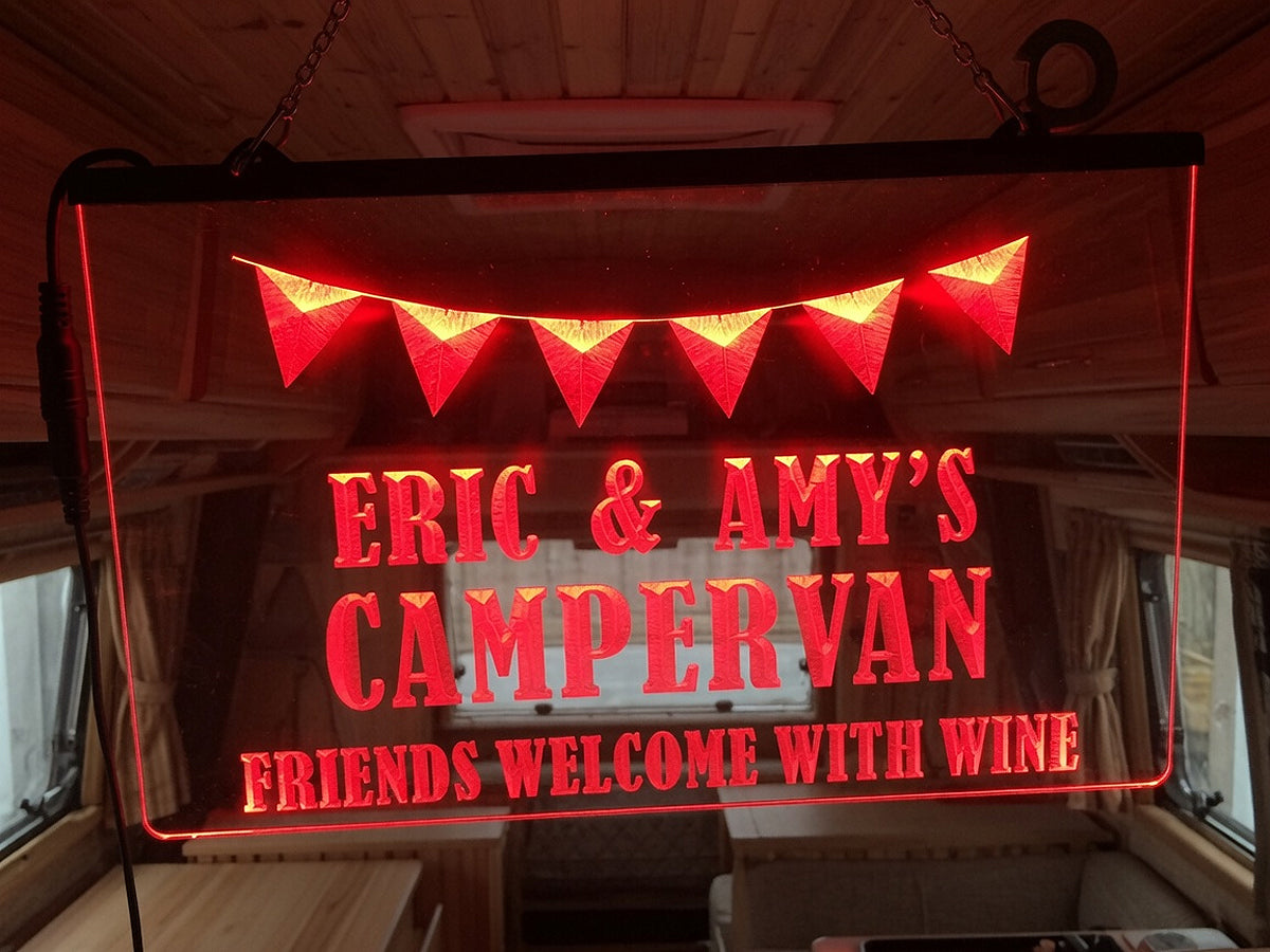 Friends Welcome with Wine Personalized Illuminated Sign