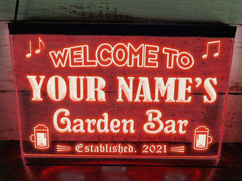 Image of Garden Bar Personalized Illuminated LED Neon Sign