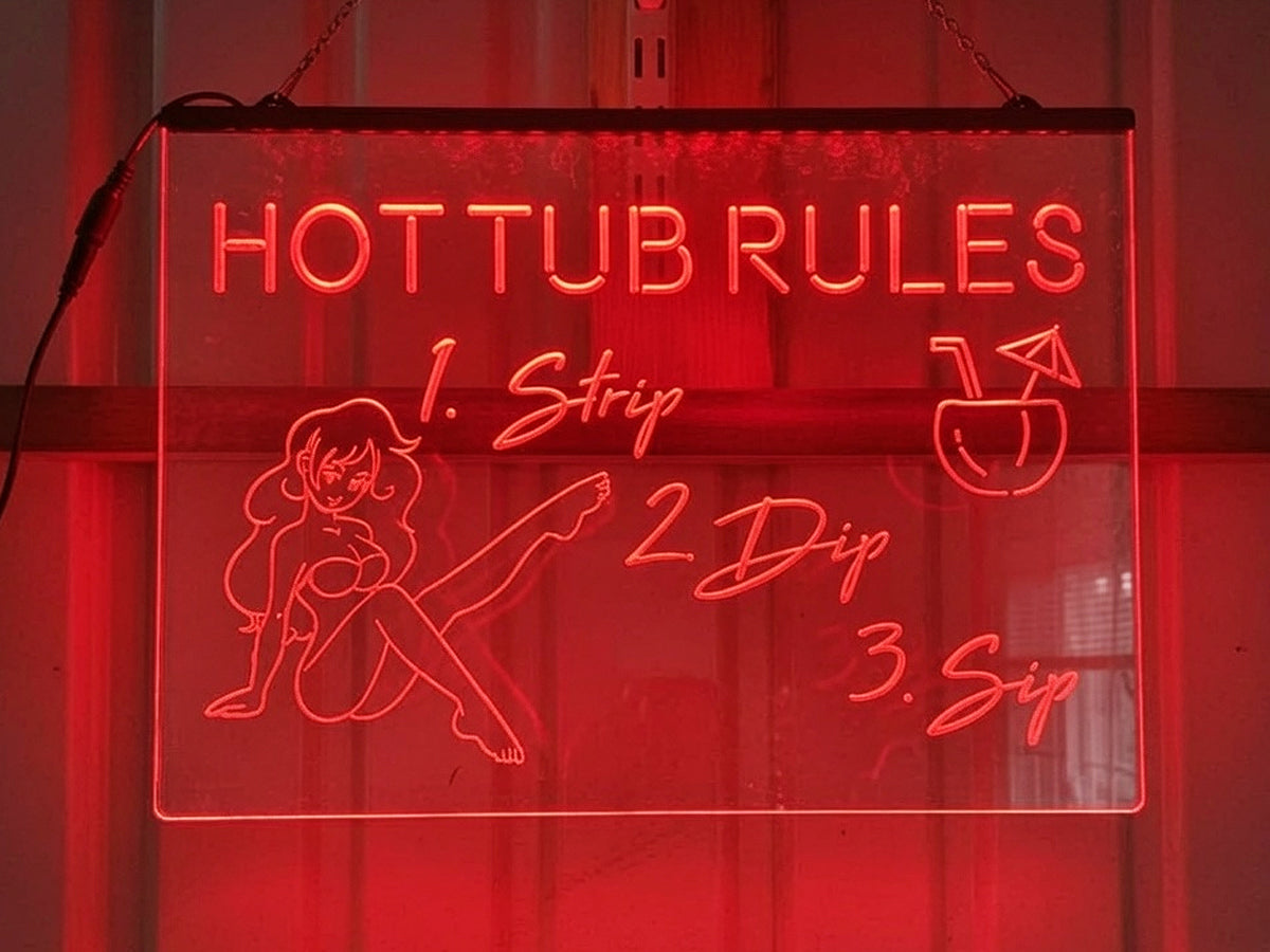 Hot Tub Rules Illuminated Sign