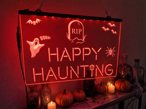 Image of Happy Haunting Illuminated Sign
