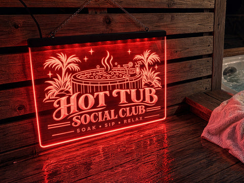 Image of Hot Tub Social Club Illuminated LED Sign