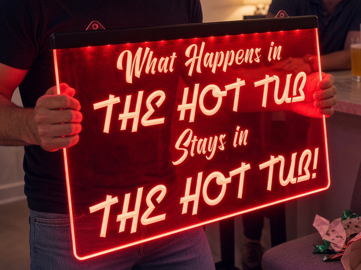 What Happens in the Hot Tub Illuminated Sign