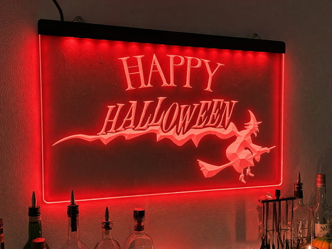 Image of Happy Halloween Witch Illuminated Sign