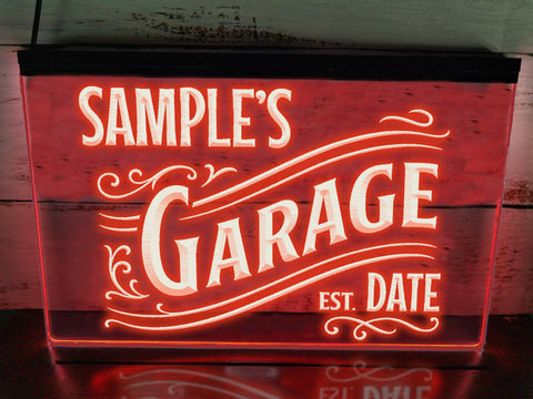 Image of Personalized Garage Illuminated Sign
