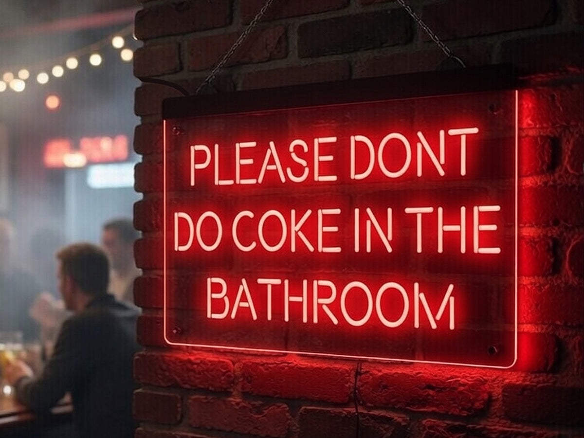 Please Don't Do Coke in the Bathroom Illuminated Sign