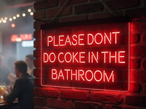 Image of Please Don't Do Coke in the Bathroom Illuminated Sign