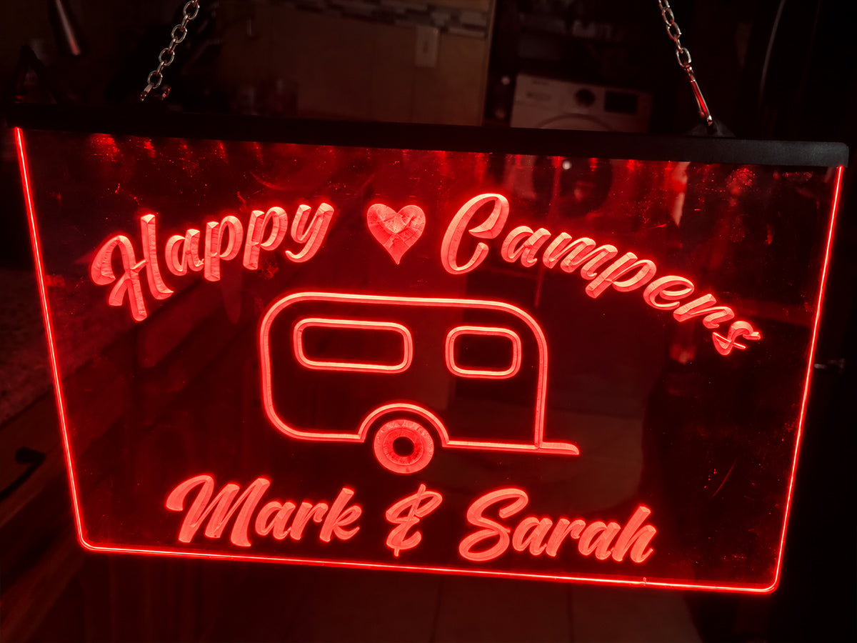 Happy Campers Personalized Illuminated Sign
