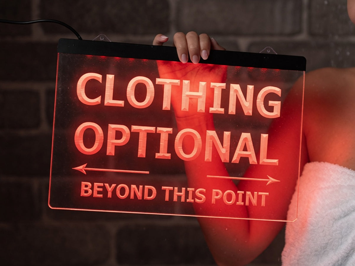 Clothing Optional Illuminated Sign