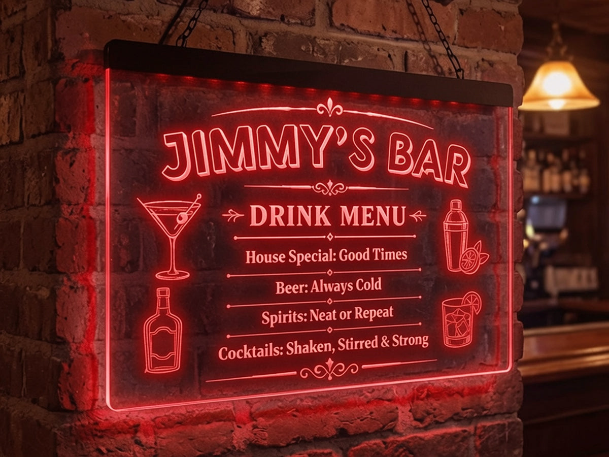Personalized Drink Menu LED Neon Sign