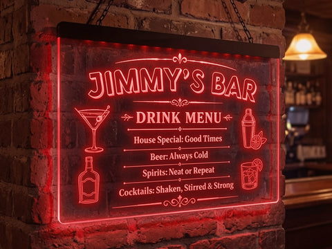 Image of Personalized Drink Menu LED Neon Sign