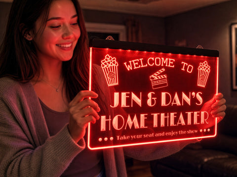 Image of Home Theater Personalized Illuminated LED Neon Sign