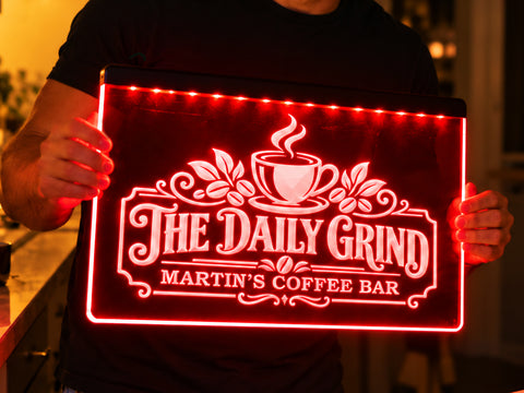 Image of The Daily Grind Personalized Illuminated LED Sign