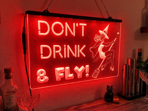 Image of Don't Drink and Fly Illuminated Sign
