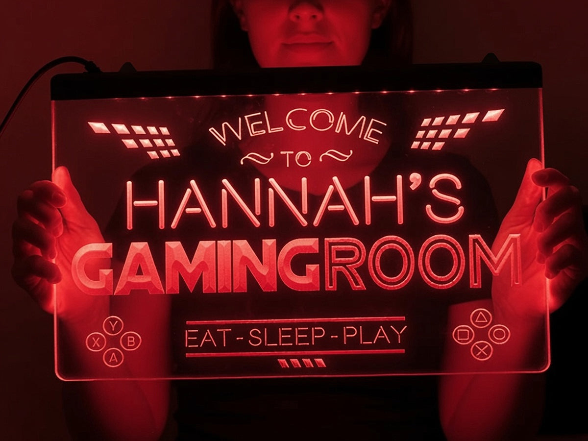 Eat Sleep Play Gaming Room Personalized Illuminated Sign