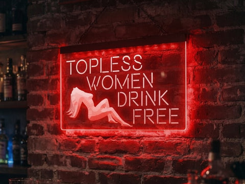 Image of Topless Women Drink Free Illuminated LED Neon Sign