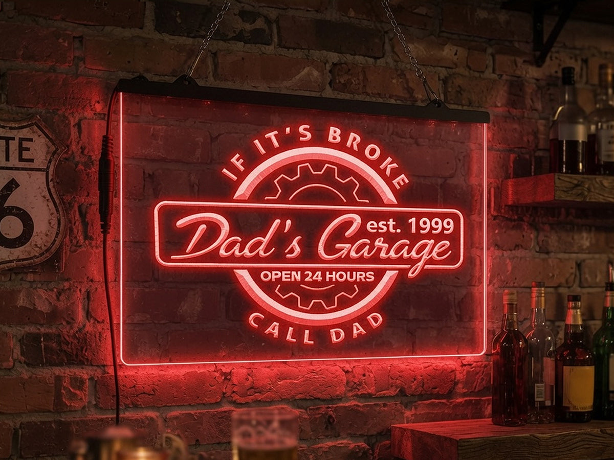 Dad's Garage Personalized Illuminated LED Neon Sign