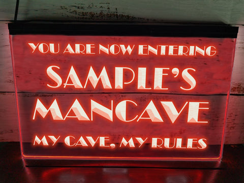 Image of My Cave My Rules Personalized Illuminated Sign
