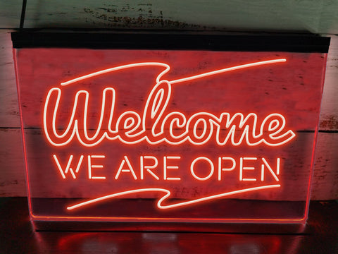 Image of Welcome We Are Open Illuminated Sign