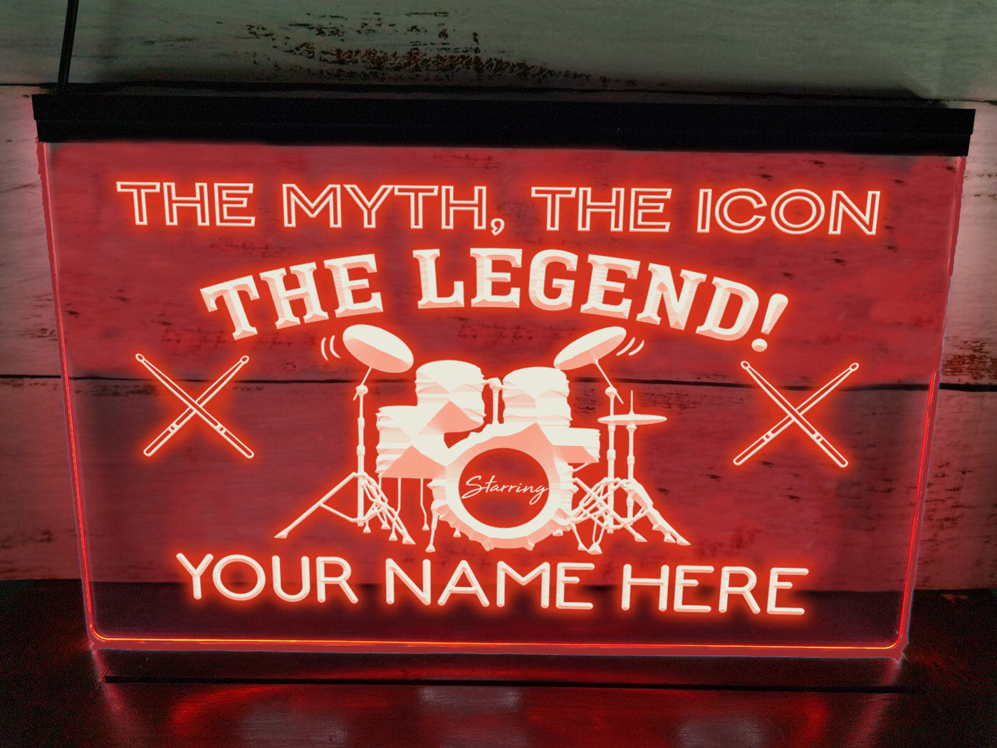 Drummer Legend LED neon sign in red