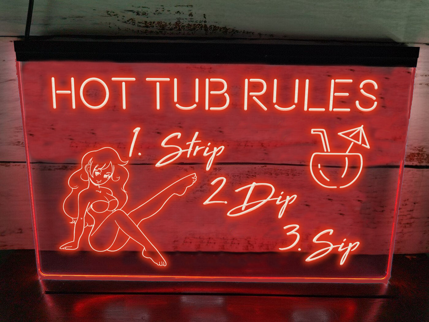 Hot Tub Rules LED neon sign in red