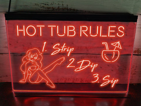 Image of Hot Tub Rules Illuminated Sign