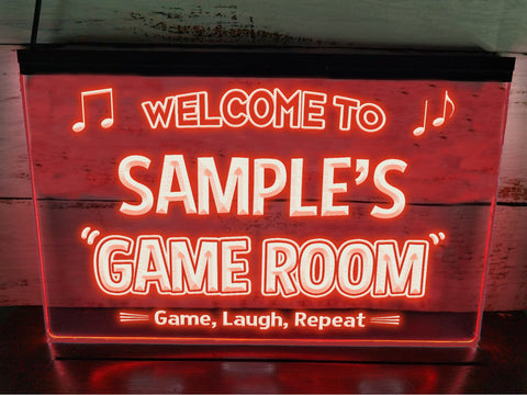 Image of Welcome To Game Room Personalized LED Neon Illuminated Sign