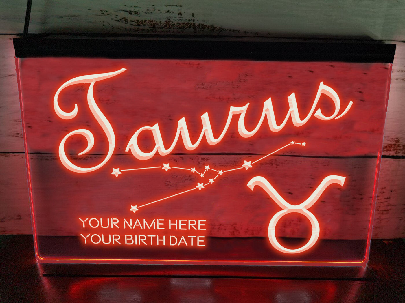 Taurus Astrology Illuminated Sign in red