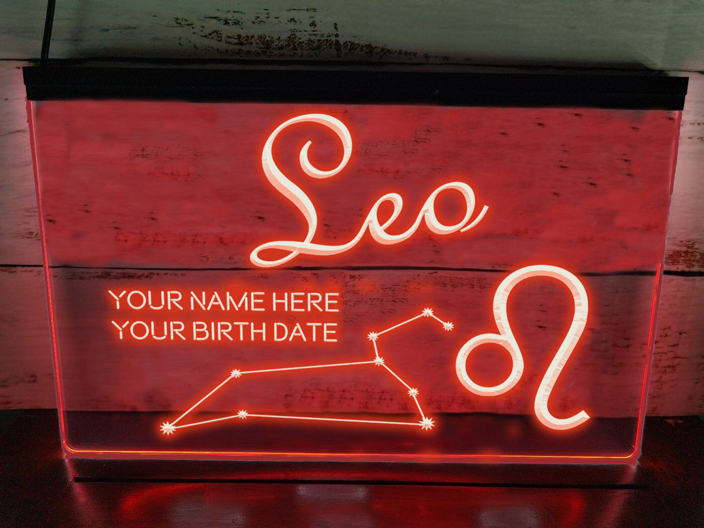 Leo Astrology Illuminated Sign in red