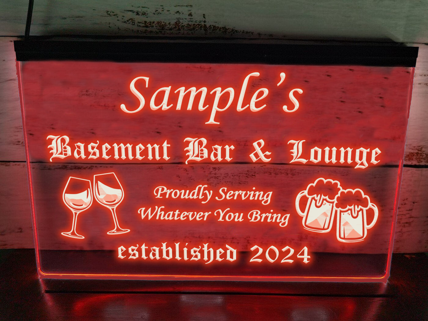 Basement Bar and Lounge Personalized Illuminated Sign