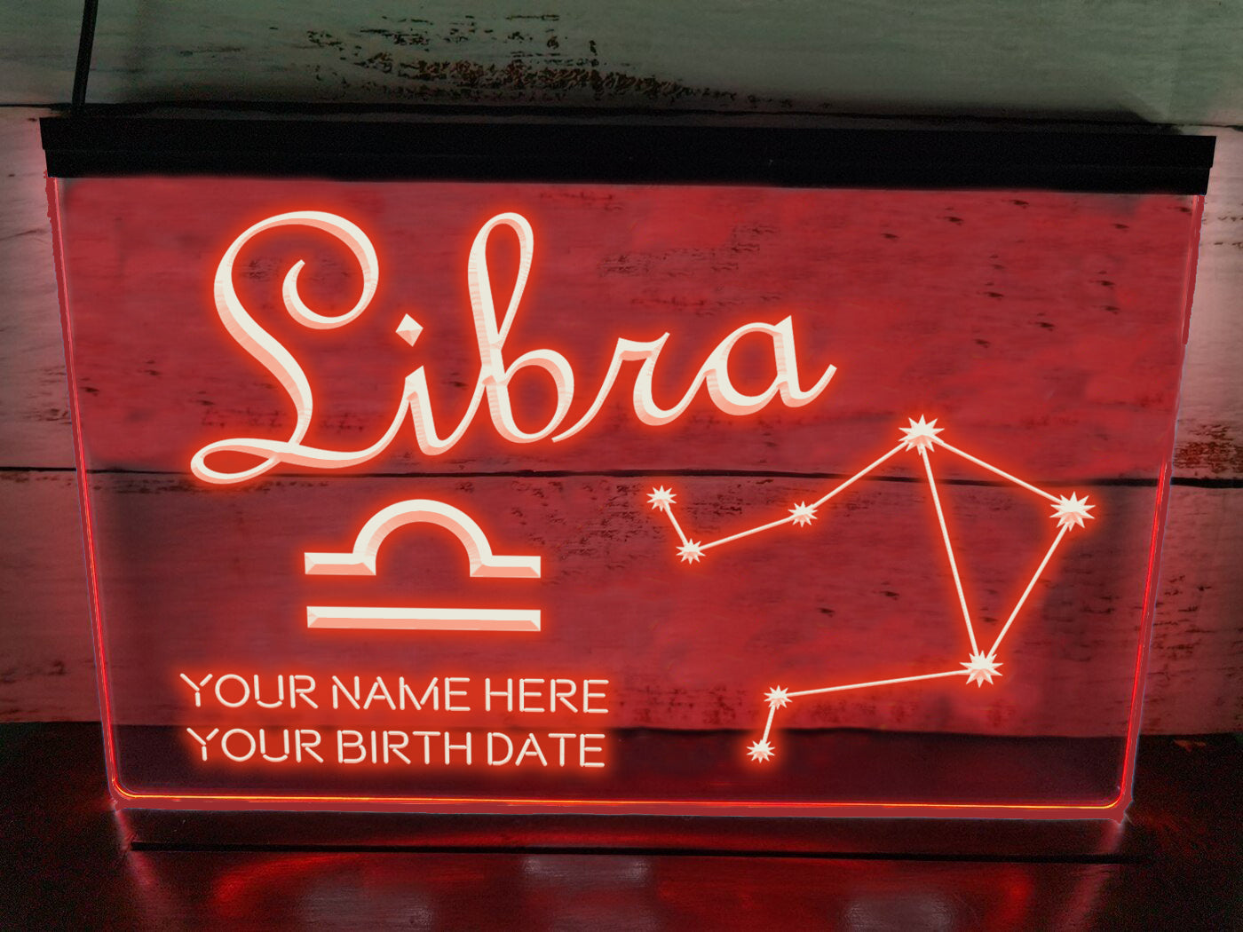 Libra Astrology Illuminated Sign in red