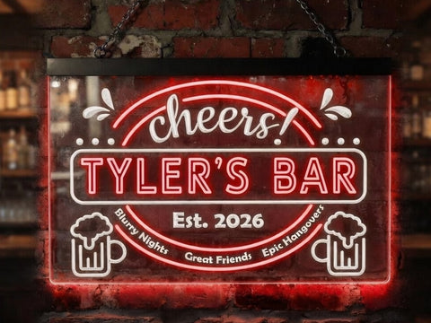 Image of Epic Hangovers Personalized Two Tone Illuminated Bar Sign