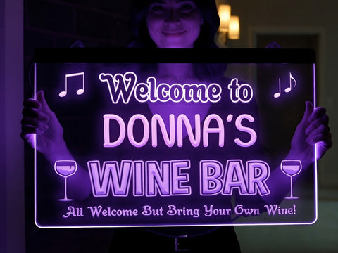 Image of Welcome to My Wine Bar Personalized Illuminated Sign