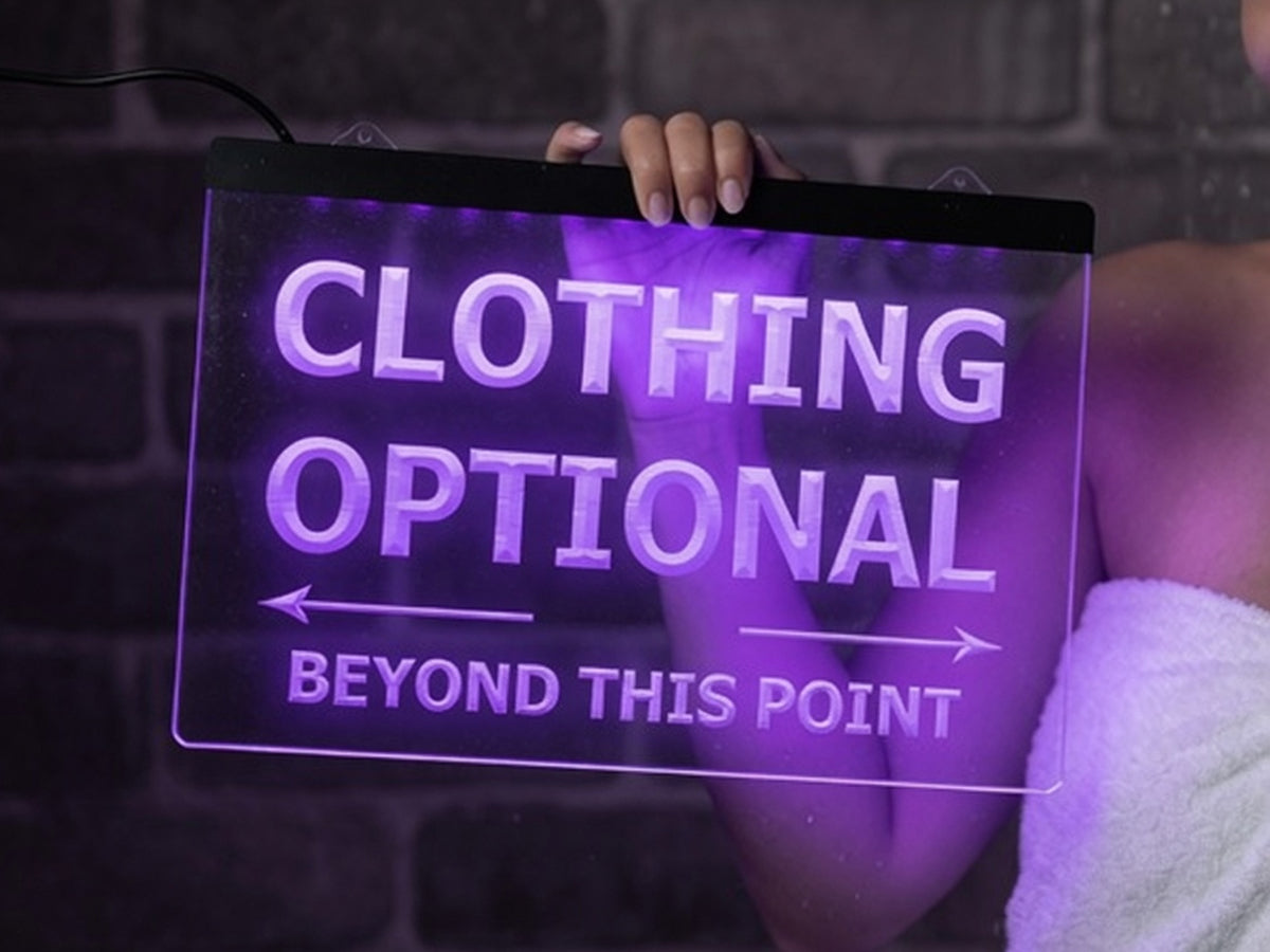 Clothing Optional Illuminated Sign