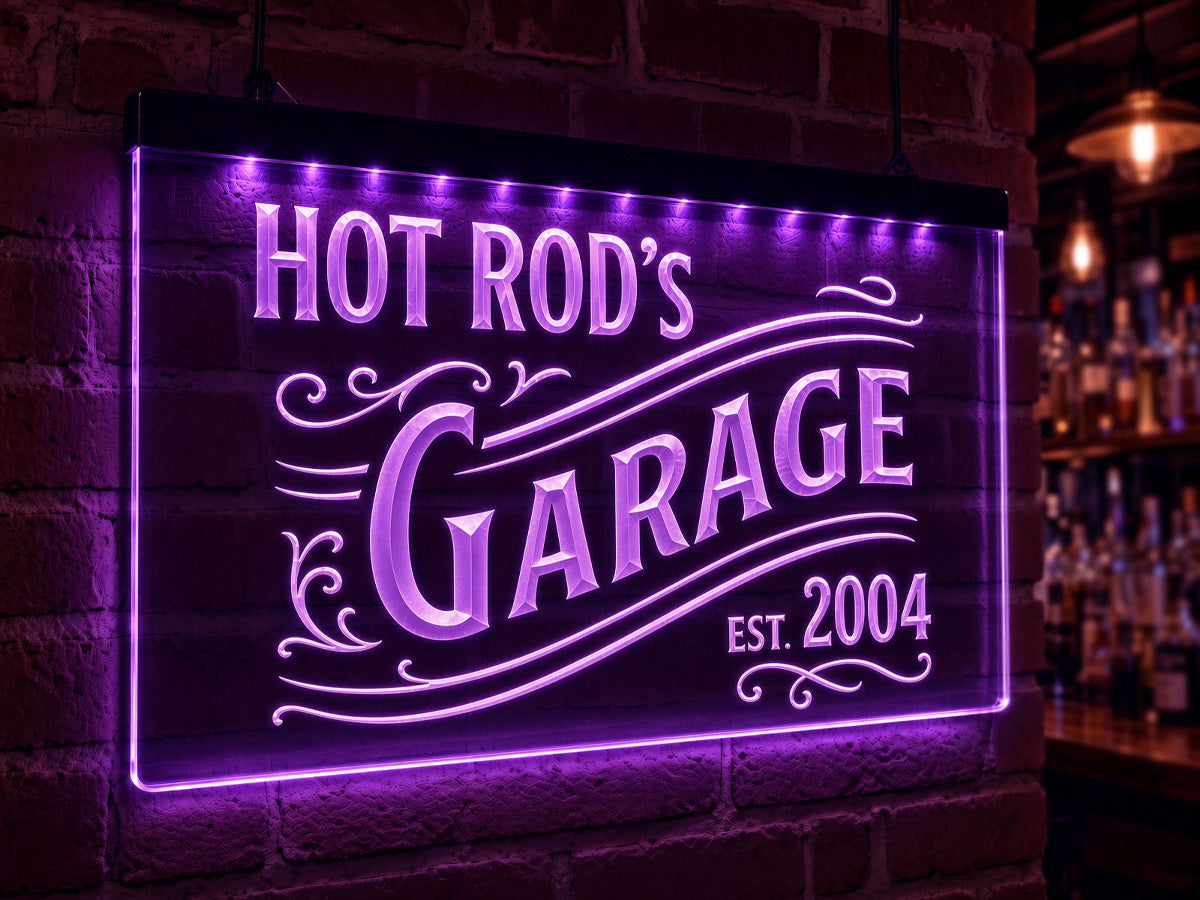 Personalized Garage Illuminated Sign