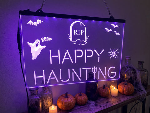 Image of Happy Haunting Illuminated Sign