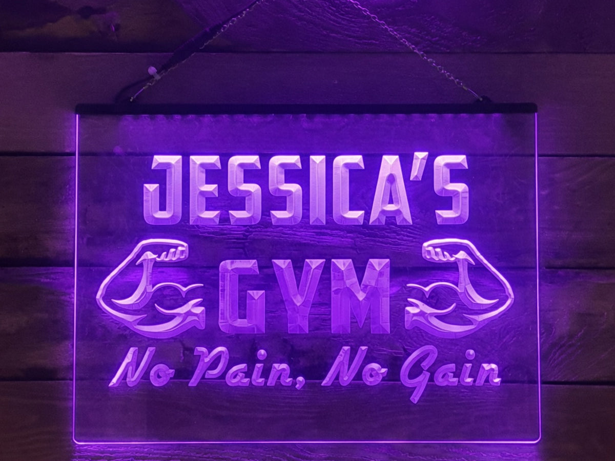 No Pain, No Gain Personalized Illuminated Gym Sign