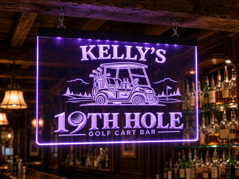 Image of Golf Cart Bar Personalized Illuminated LED Sign