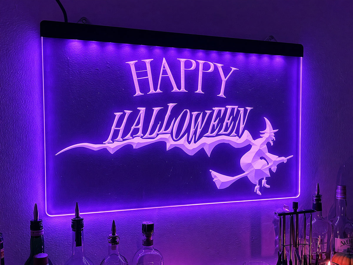Happy Halloween Witch Illuminated Sign